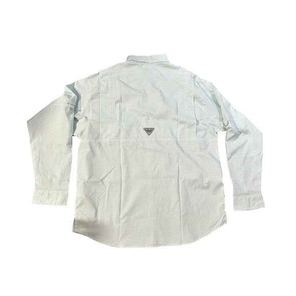 Columbia Mens PFG Sun Protection Button Down Shirt XL White Green Plaid - Picture 2 of 5